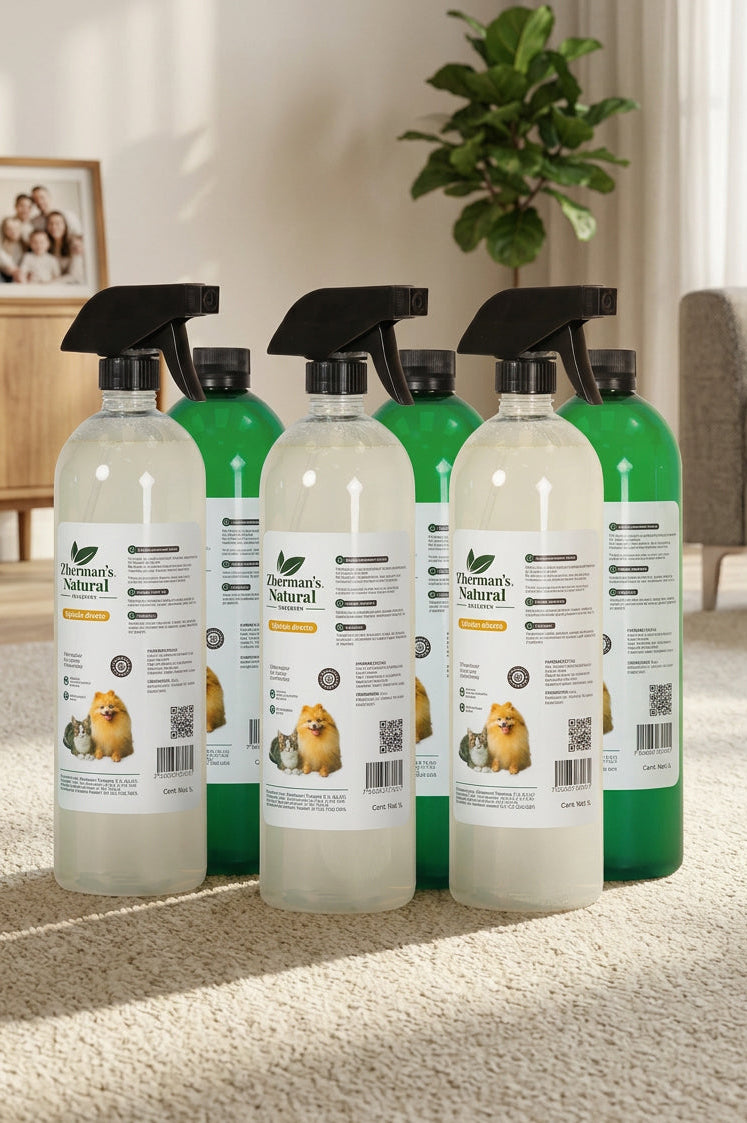 Kit de 3 Zherman’s Naturals Eliminador de Olores para Mascotas | Concentrado y Listo para Usar | 1000 ml c/u.